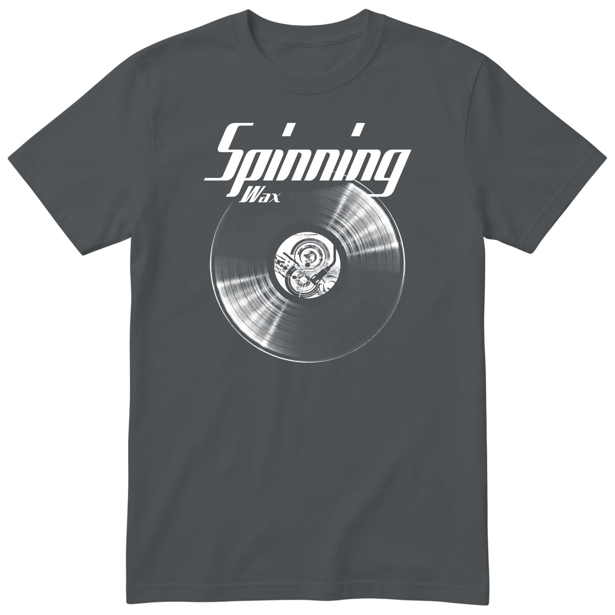 Charcoal Spinning Wax Vinyl Records t-shirt - vinyl record print, gift for vinyl DJs, GitGraf