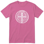 Saint Benedict Medal T-Shirt - Catholic Faith Gift - Pink