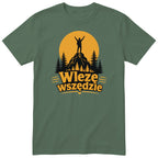 Koszulka "Wlezę Wszędzie" - oliwkowy t-shirt z nadrukiem wędrówki