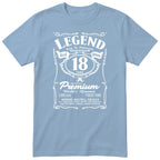 Legend Real Queen 18th birthday t-shirt for women on light blue Gildan 64000 vintage label