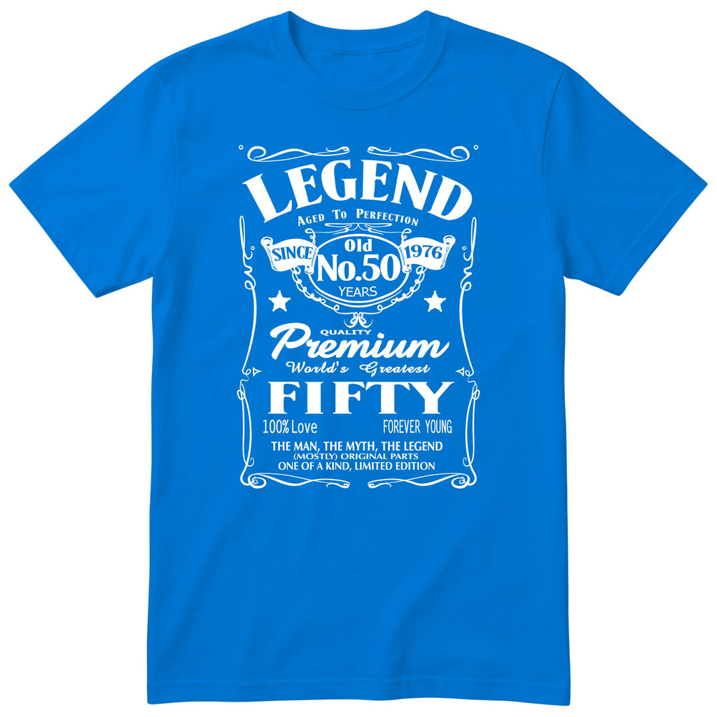 Koszulka na 50 Urodziny dla Mężczyzny – Legend Retro Label | Śmieszny Prezent