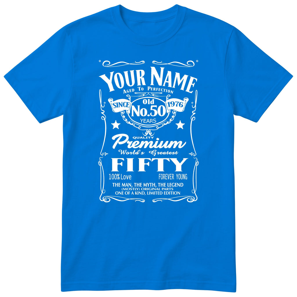 Personalised 50th Birthday T-Shirt - Aged to Perfection Gift for Him