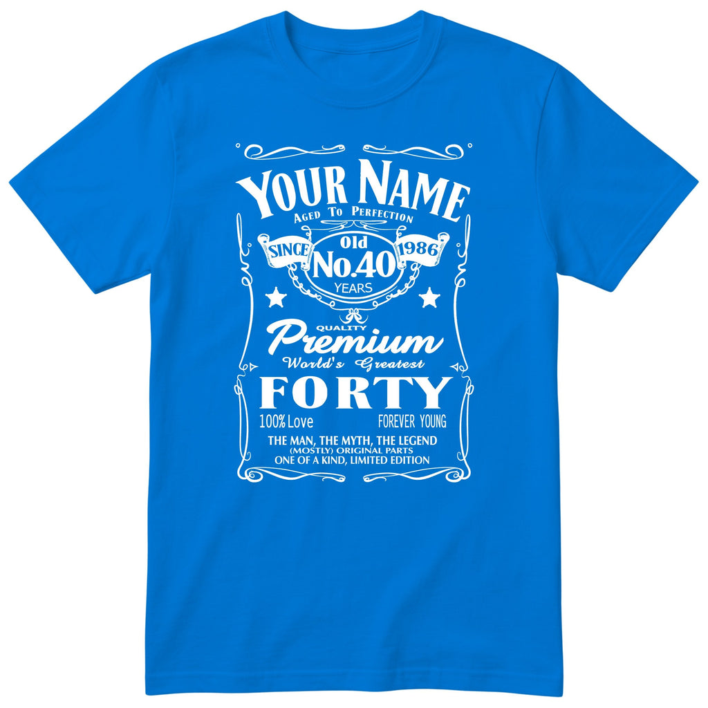 Personalised 40th Birthday T-Shirt - Aged to Perfection Gift for Him