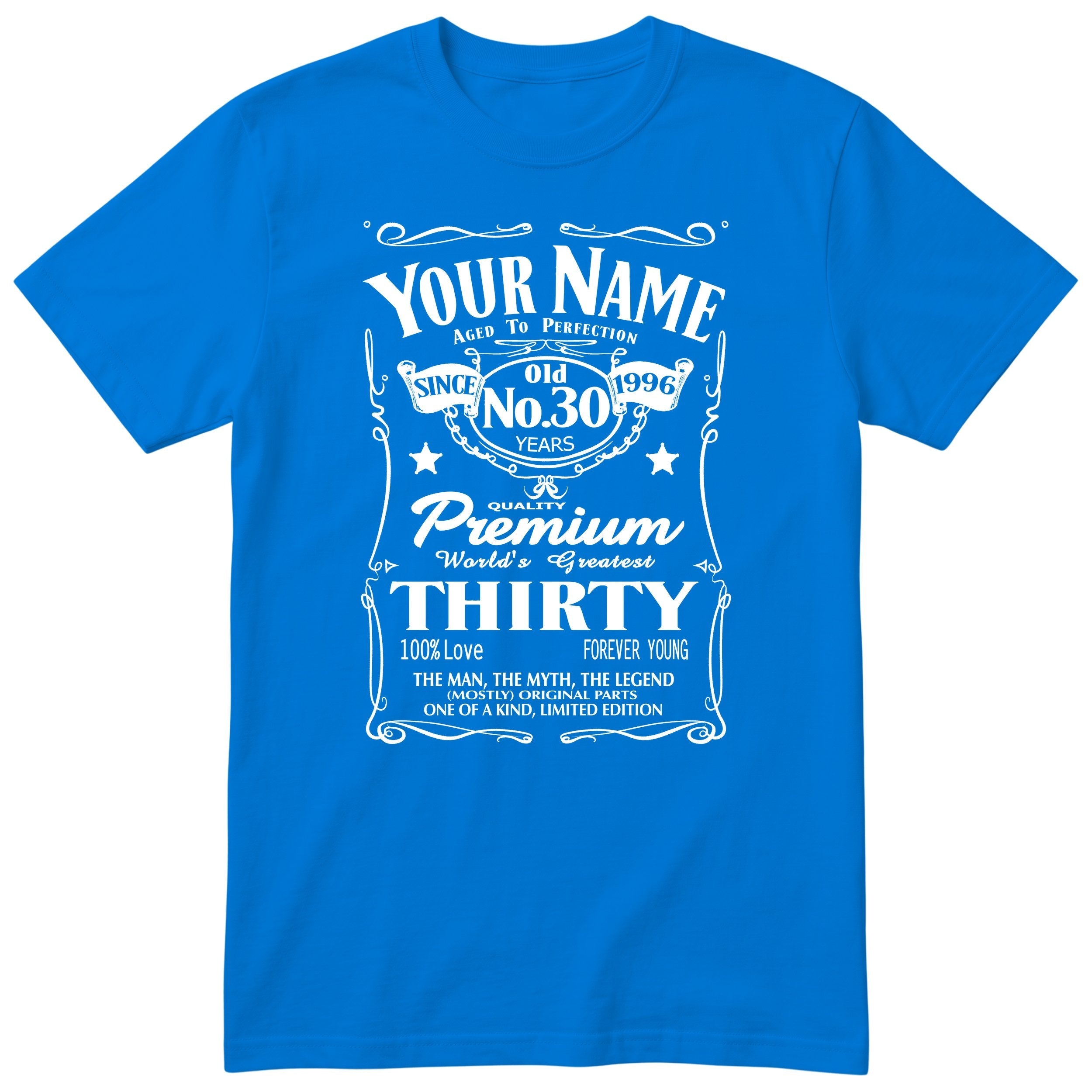 Personalised 30th Birthday T-Shirt - Aged to Perfection Gift for Him