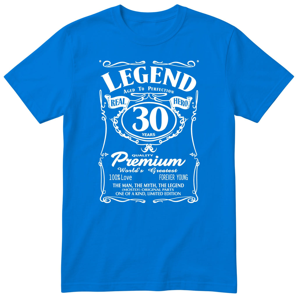 Legend 30th Birthday T-Shirt - Retro Label Gift for Him - Royal Blue