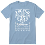 Legend Real Queen 35th birthday t-shirt for women in light blue - Gildan 64000 vintage label