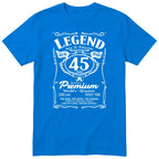 Legend 45th Birthday T-Shirt - Retro Label Gift for Him - Royal Blue