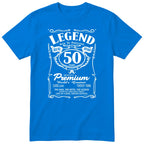 Legend 50th Birthday T-Shirt - Retro Label Gift for Him - Royal Blue