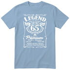 Legend Real Queen 65th birthday t-shirt for women in light blue - Gildan 64000 vintage label