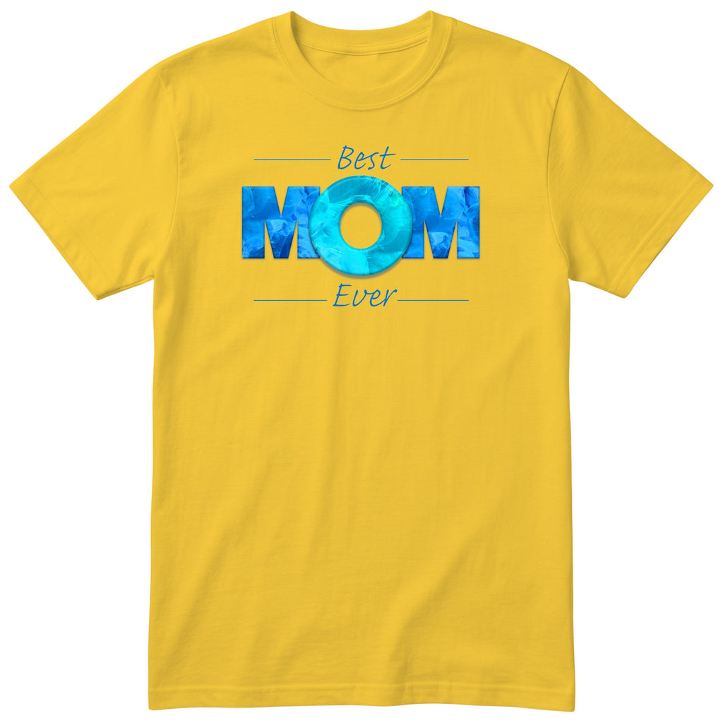 Best Mom Ever blue design t-shirt - yellow