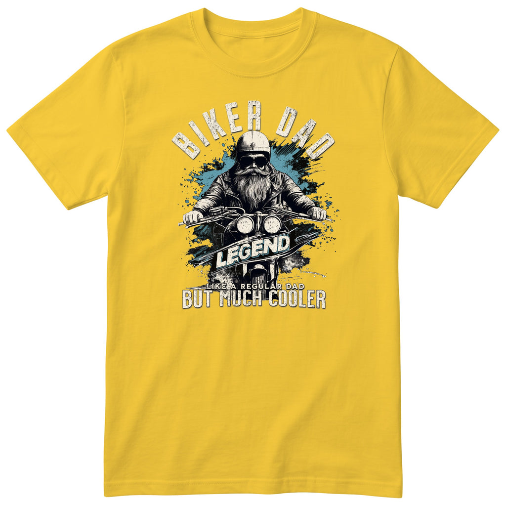 Biker Dad Legend Blue Motorcycle T-Shirt - Yellow