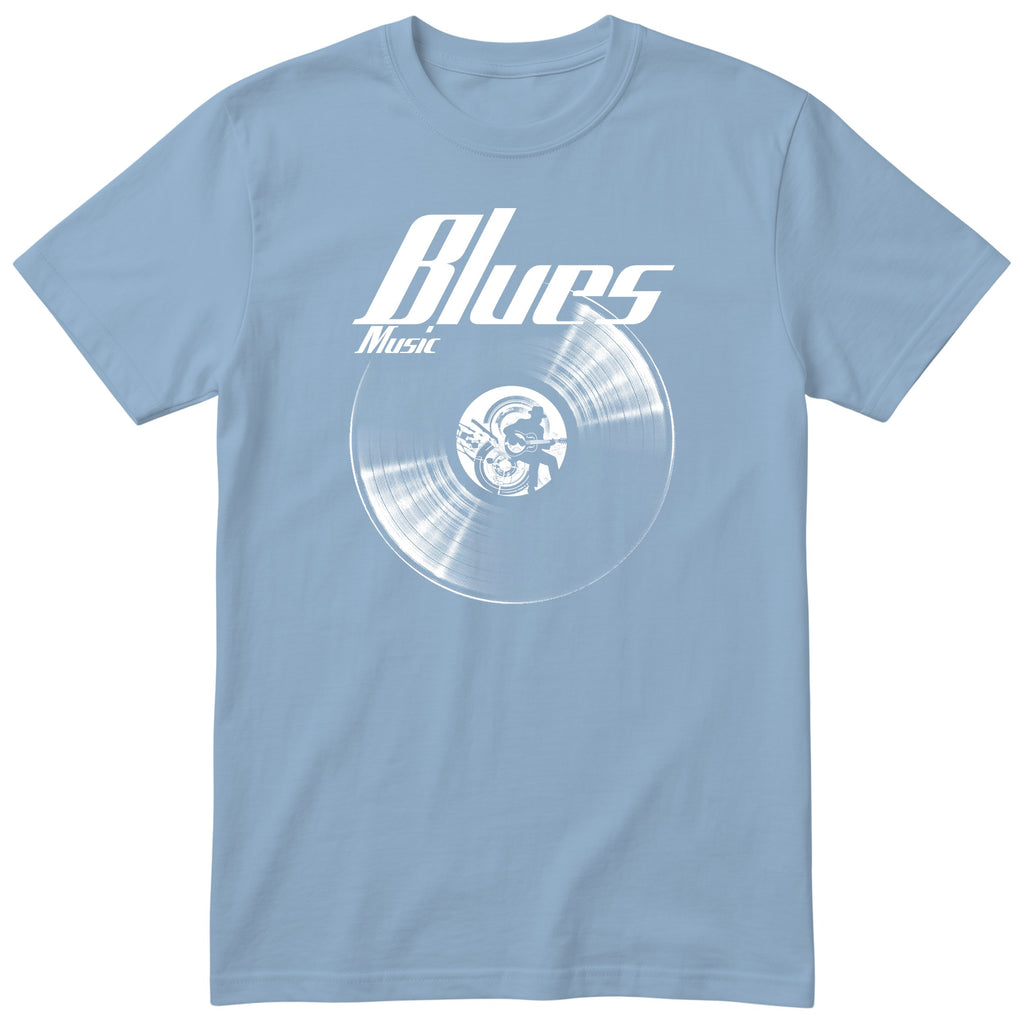 Light Blue Blues Music Vinyl Records t-shirt - vinyl record print, gift for blues fans, GitGraf
