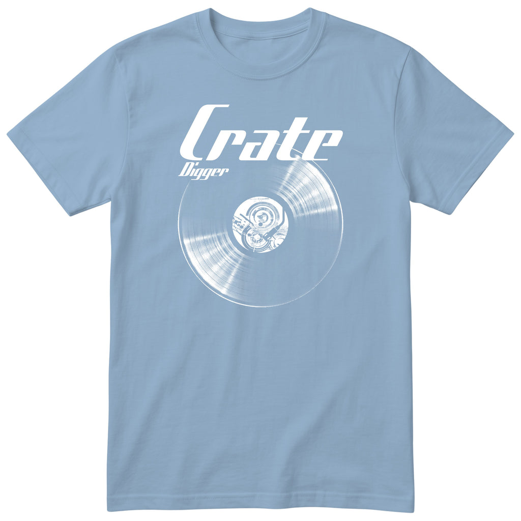 Light Blue Crate Digger Vinyl Records t-shirt - vinyl record print, gift for vinyl collectors, GitGraf