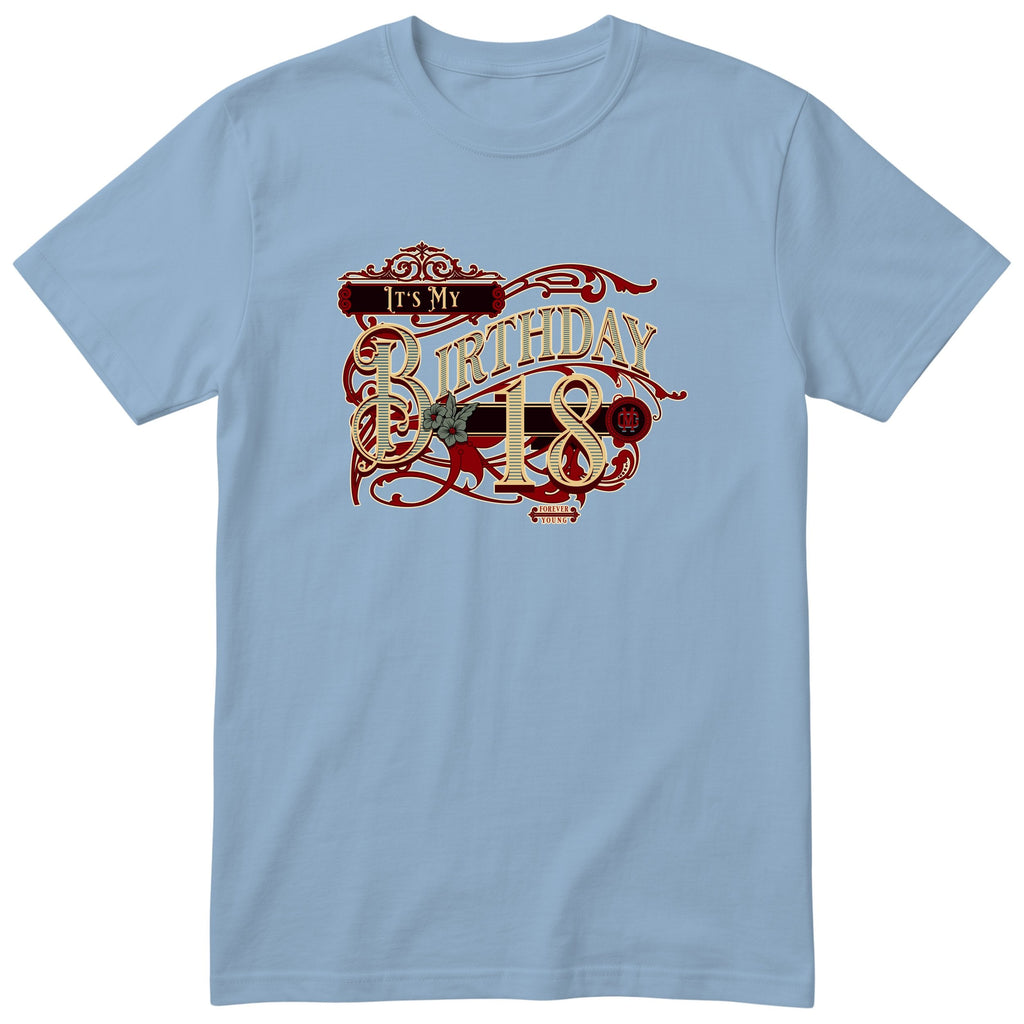 It's My Birthday 18 retro tee - light blue