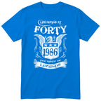 Royal Blue Life Begins At Forty t-shirt - 40th birthday gift for him with an eagle crest
