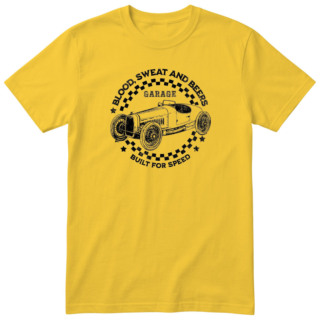 Blood Sweat and Beers Garage tee yellow front