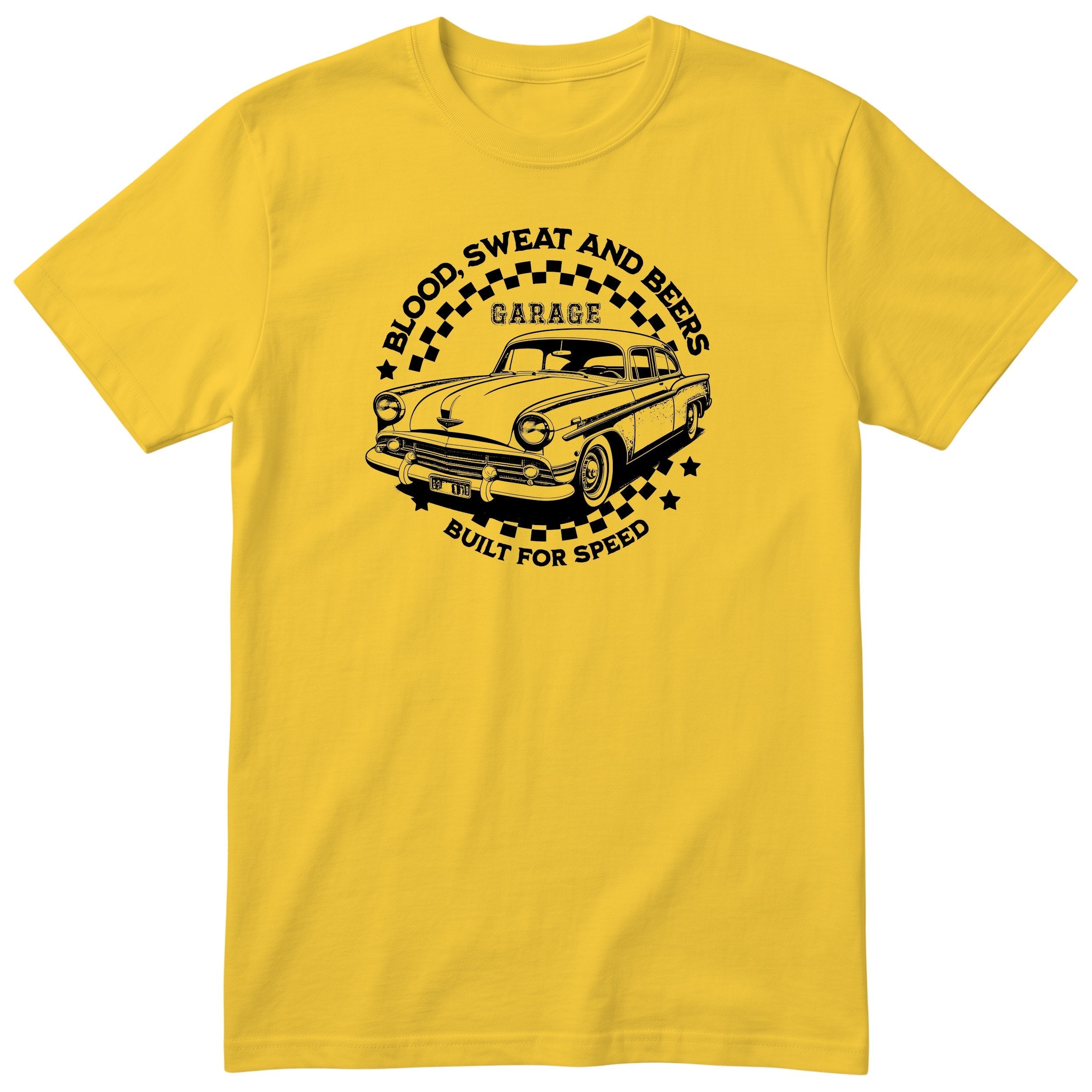 Built for Speed garage tee yellow front