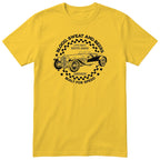 Live Fast Drive Hard garage tee yellow front