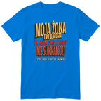 Niebieski koszulka „MOJA ŻONA TWIERDZI ŻE MAM DWIE WADY” - retro złoty nadruk vintage, prezent na Dzień Ojca