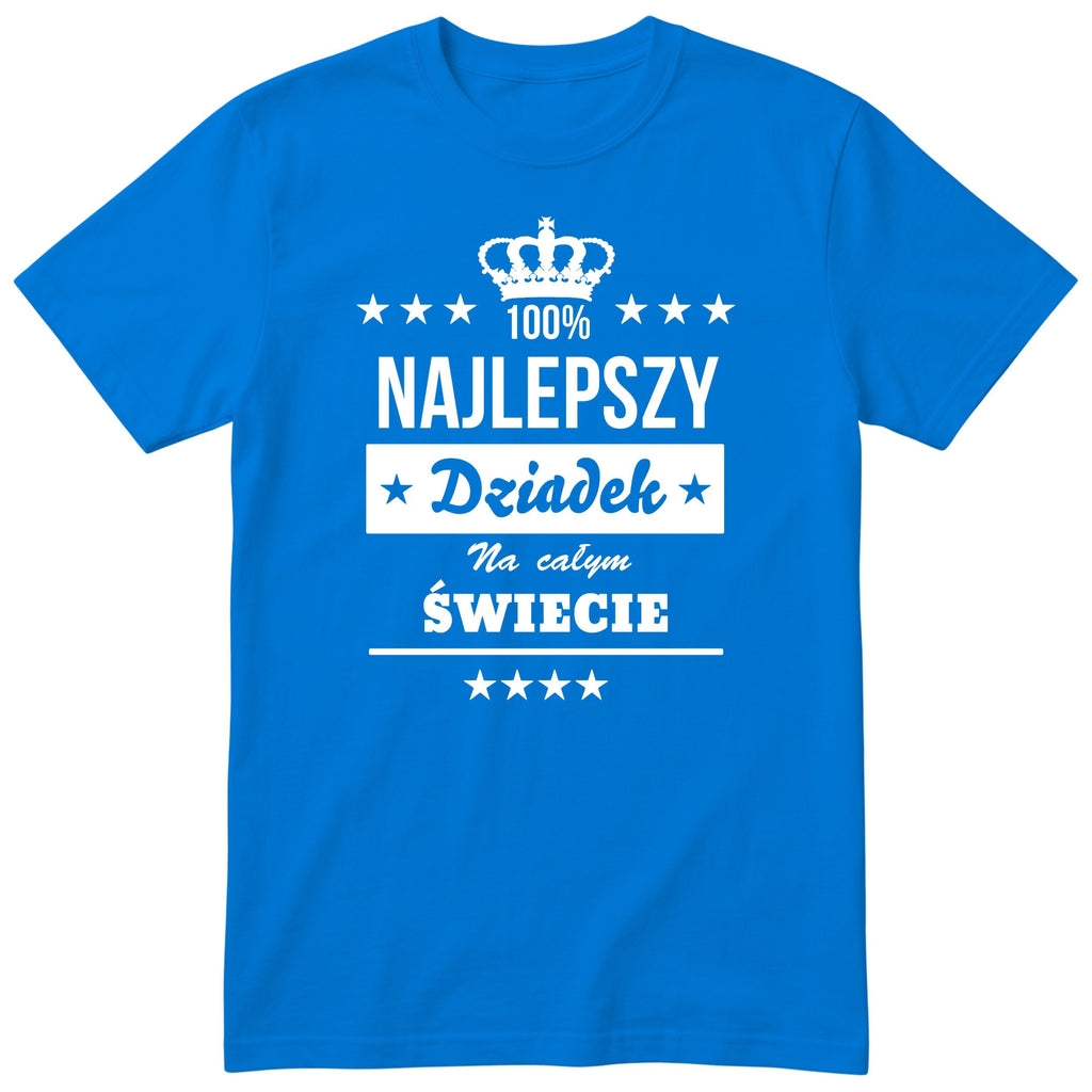 Niebieska koszulka 100% Najlepszy Dziadek Na Całym Świecie