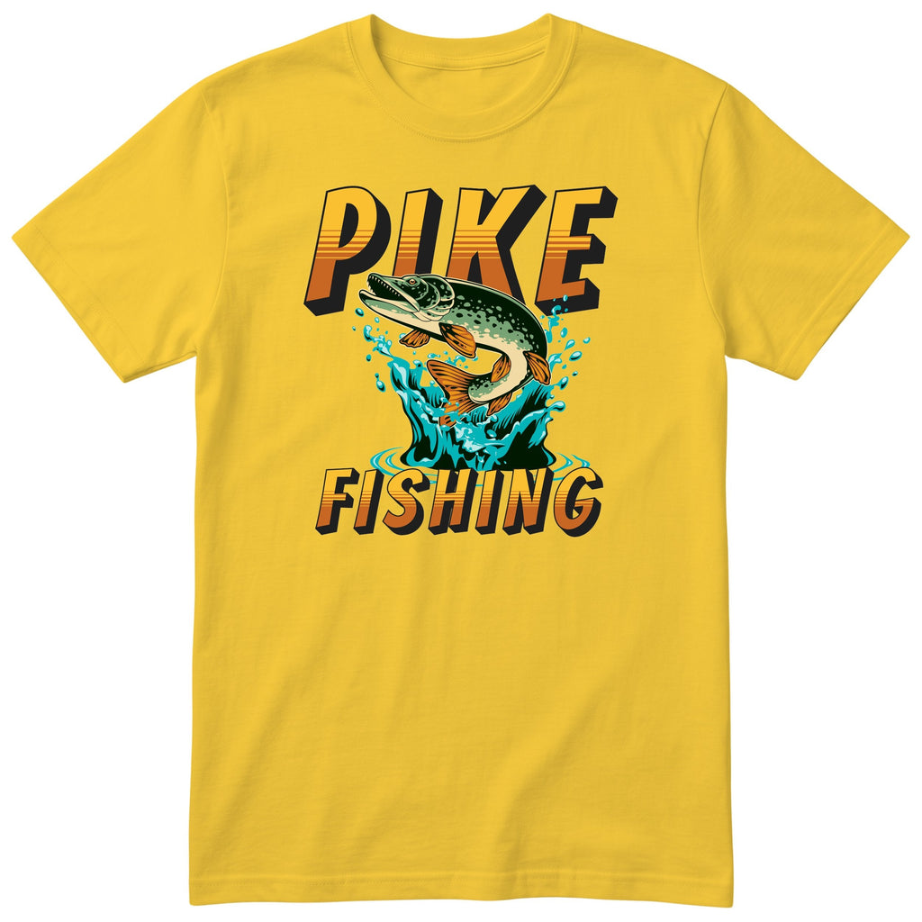 Pike Fishing T-Shirt - Gift for Anglers and Fishermen - Yellow
