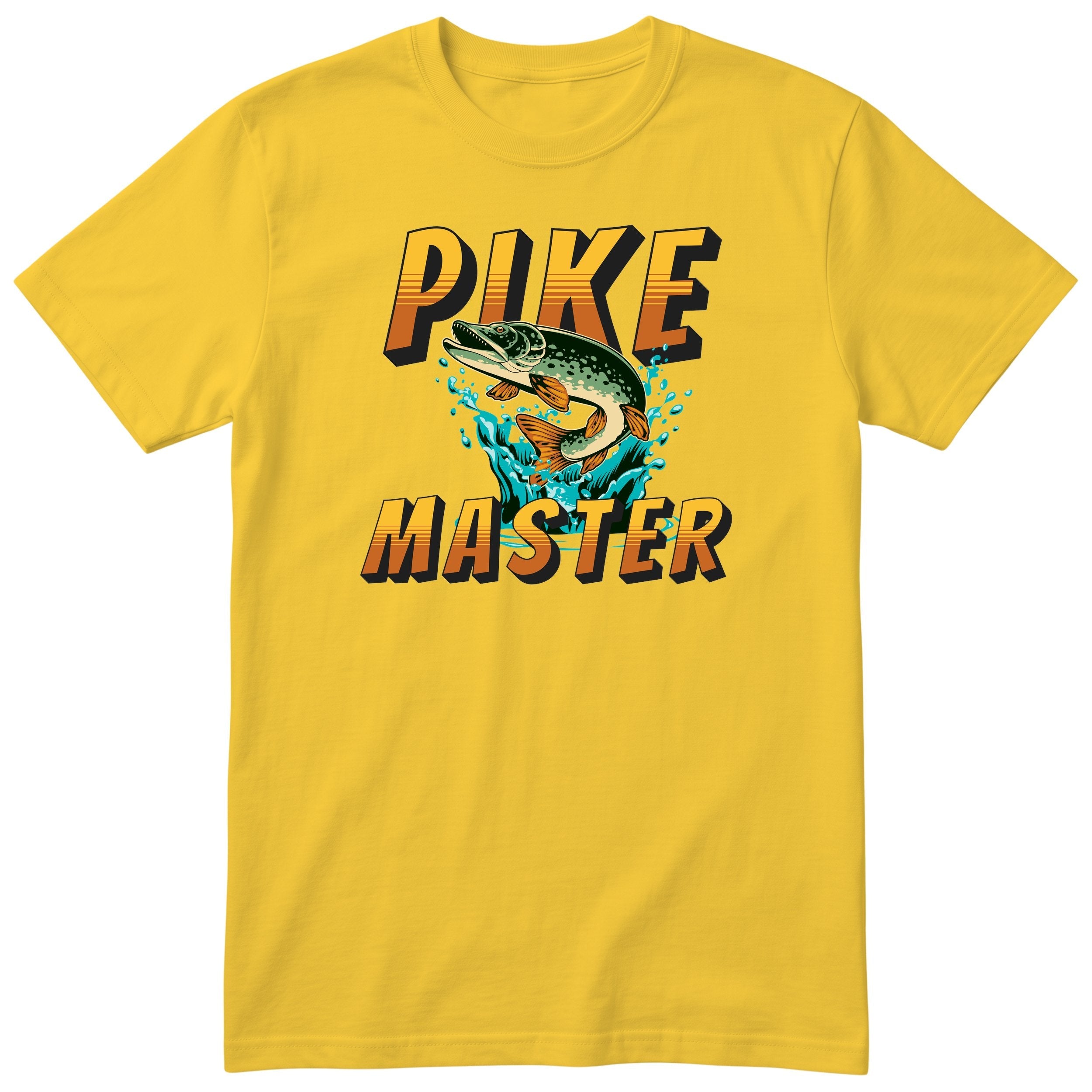 Pike Master Fishing T-Shirt - Funny Angler Gift Tee for Men - Yellow