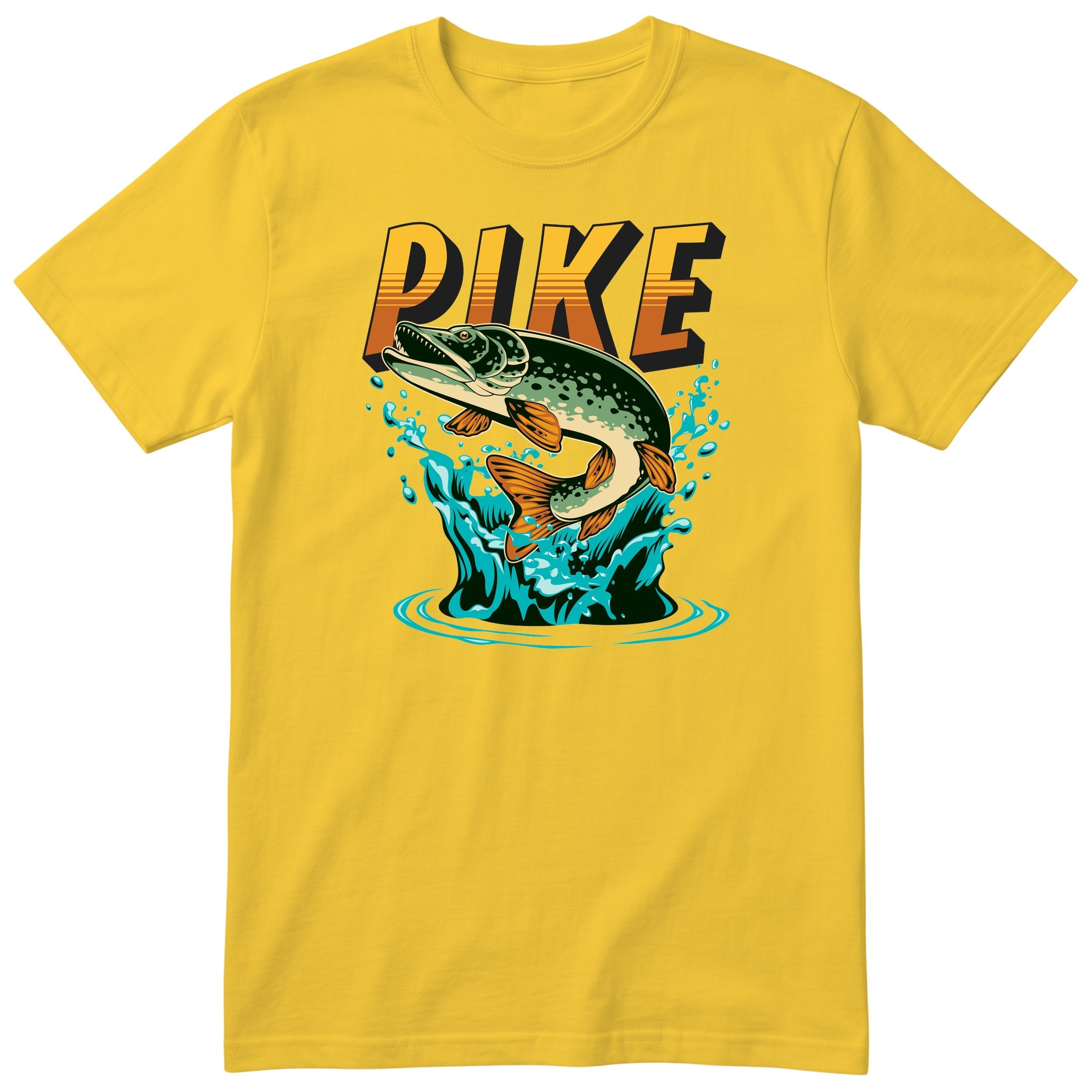 Pike Fishing T-Shirt | Angler Gift for Dad | Fisherman Tee - Yellow