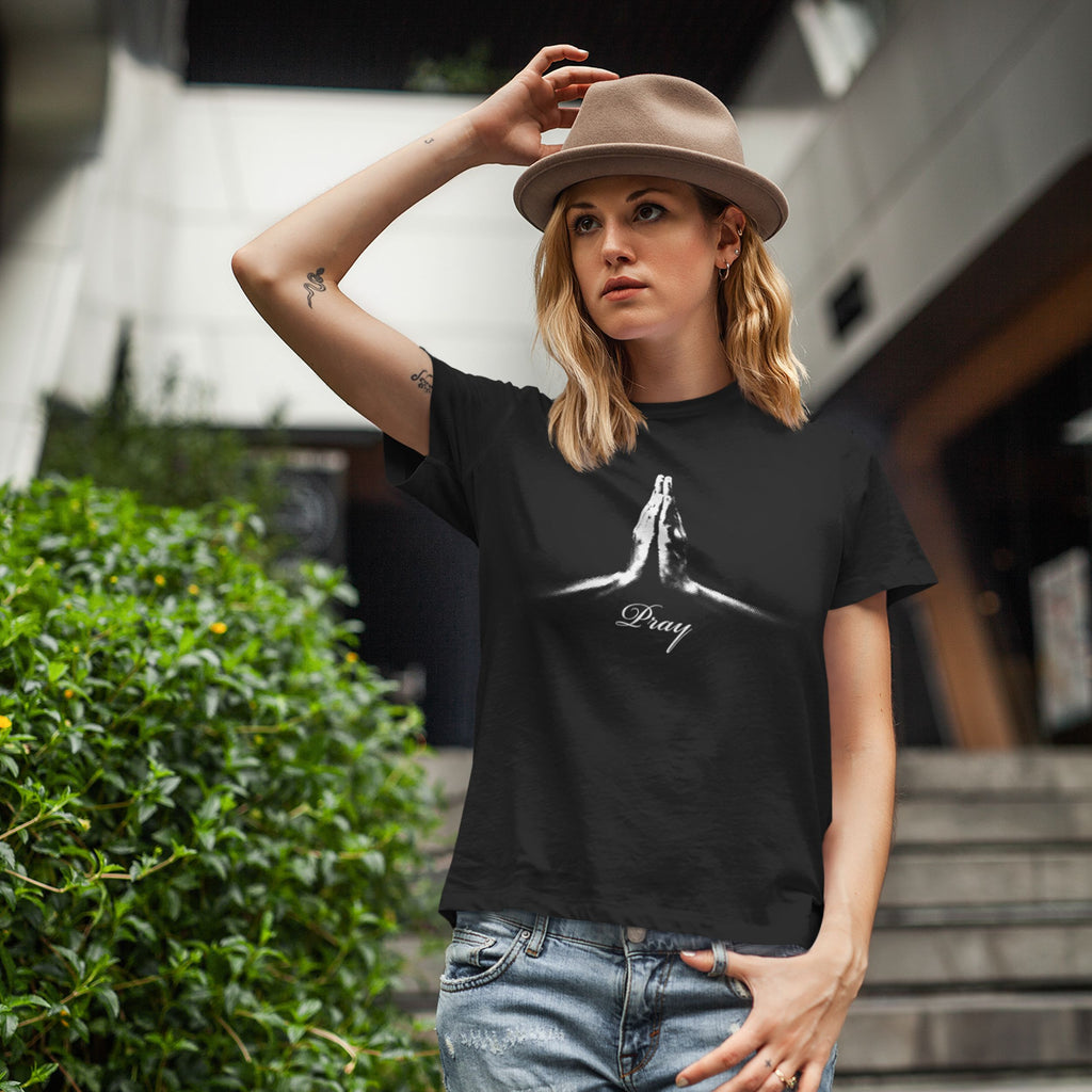 Pray T-Shirt - Christian Faith Tee with Praying Hands - lifestyle photo 7 of 9
