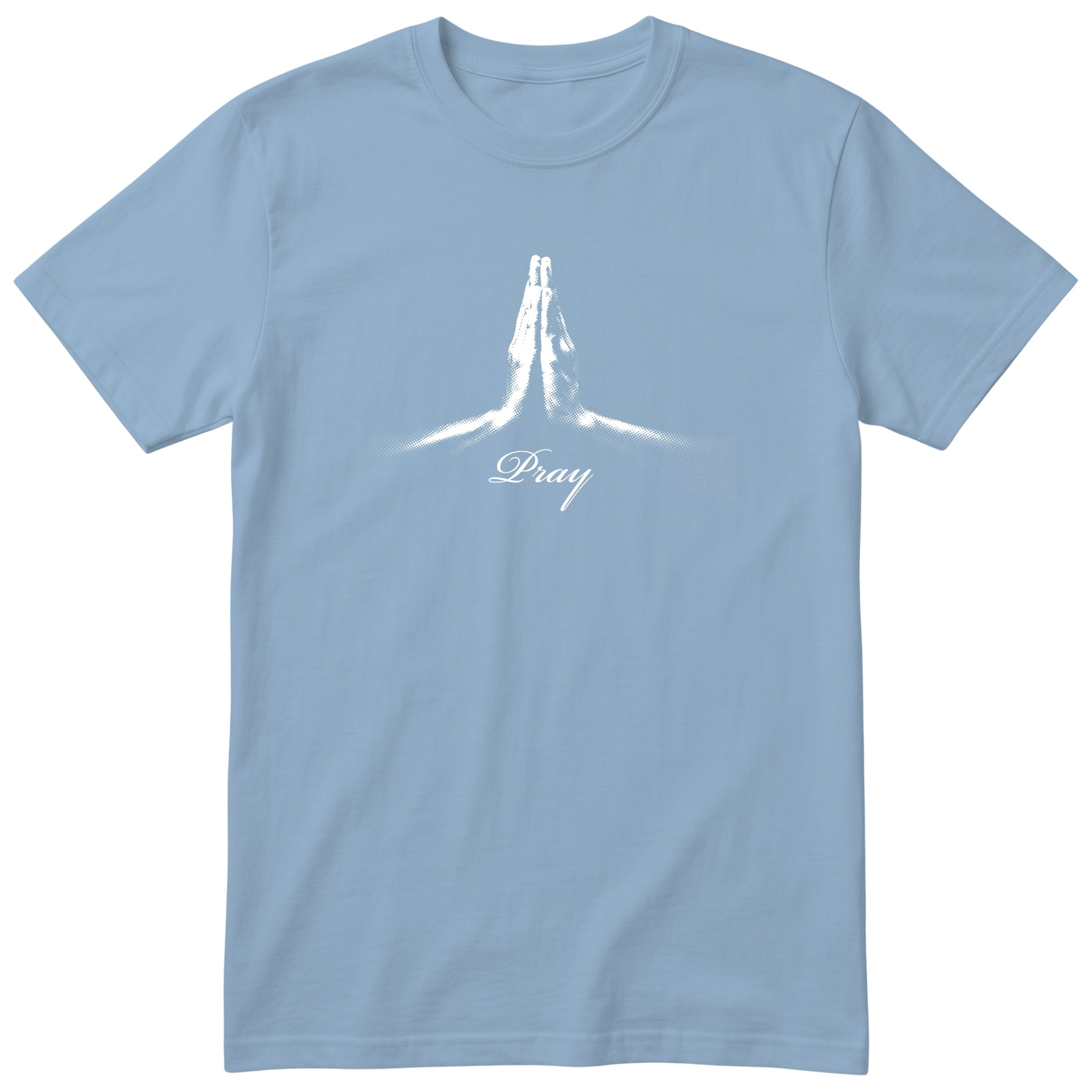 Pray T-Shirt | Prayer Hands Faith Design | Christian Gift - Light Blue