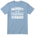 Light Blue Property Of My Awesome Husband t-shirt front print - funny wife gift, English print