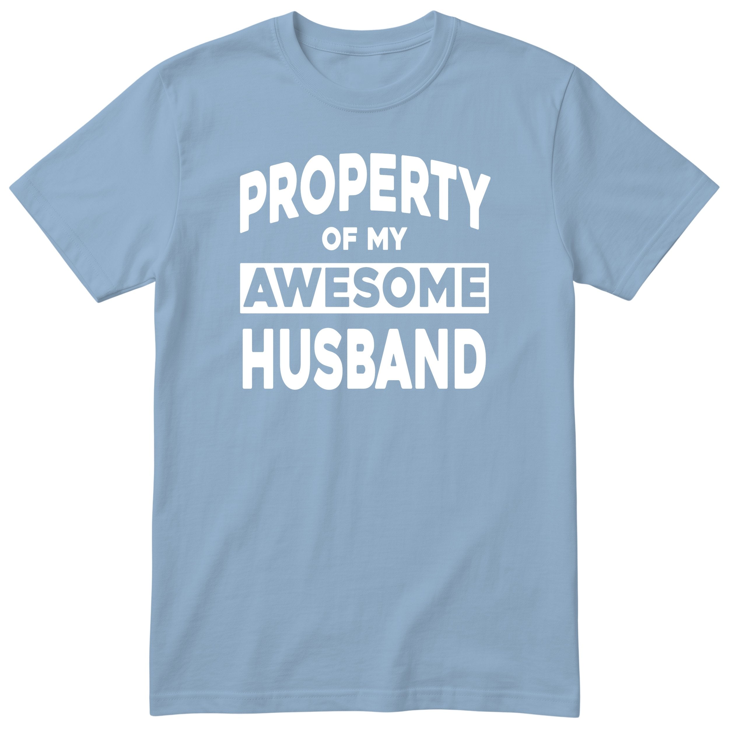 Light Blue Property Of My Awesome Husband t-shirt front print - funny wife gift, English print