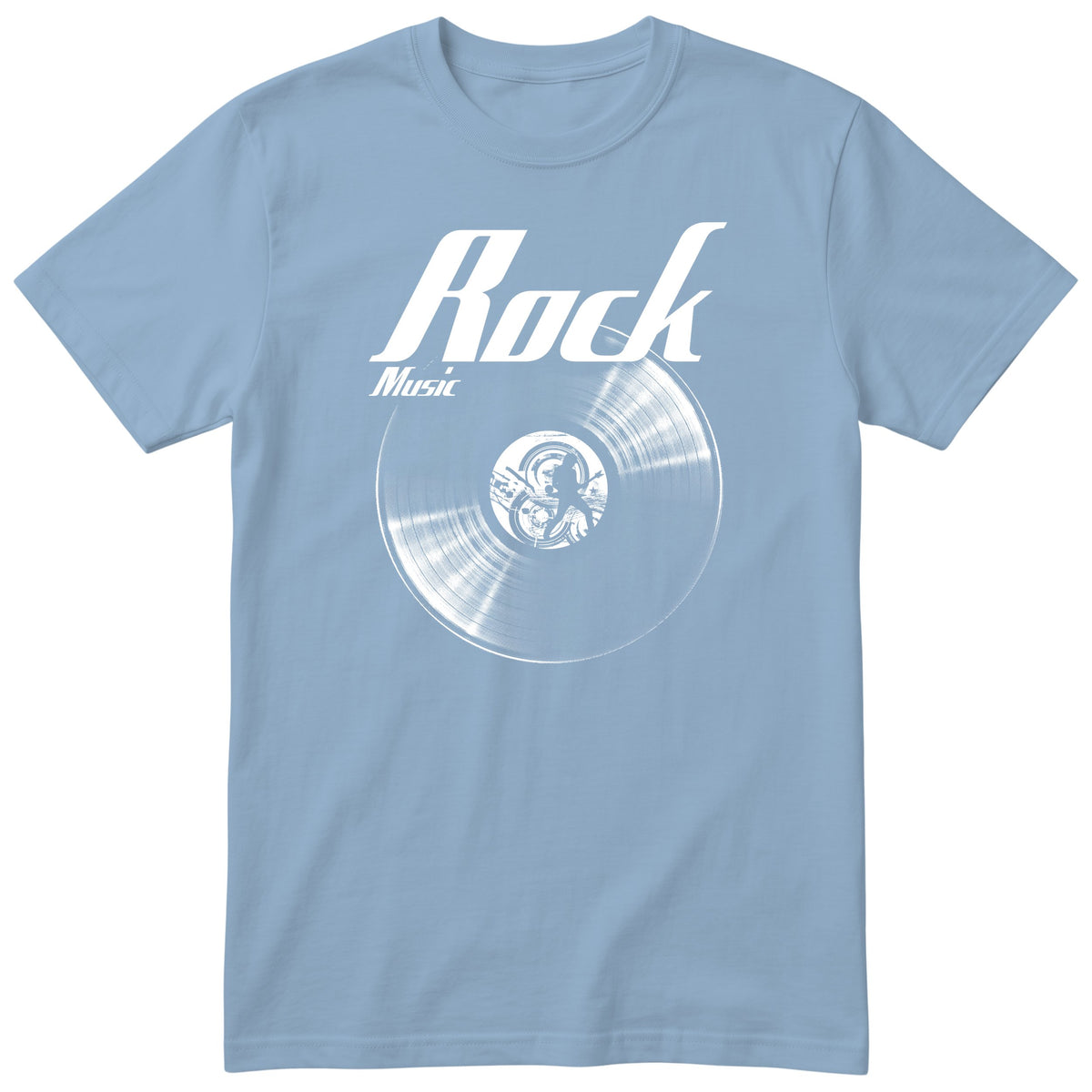 Light Blue Rock Music Vinyl Records t-shirt - vinyl record print, gift for rock fans, GitGraf