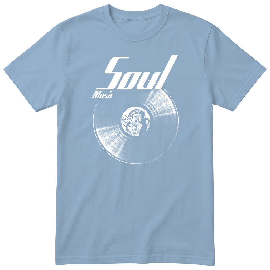 Light Blue Soul Music Vinyl Records t-shirt - vinyl record print, gift for soul fans, GitGraf