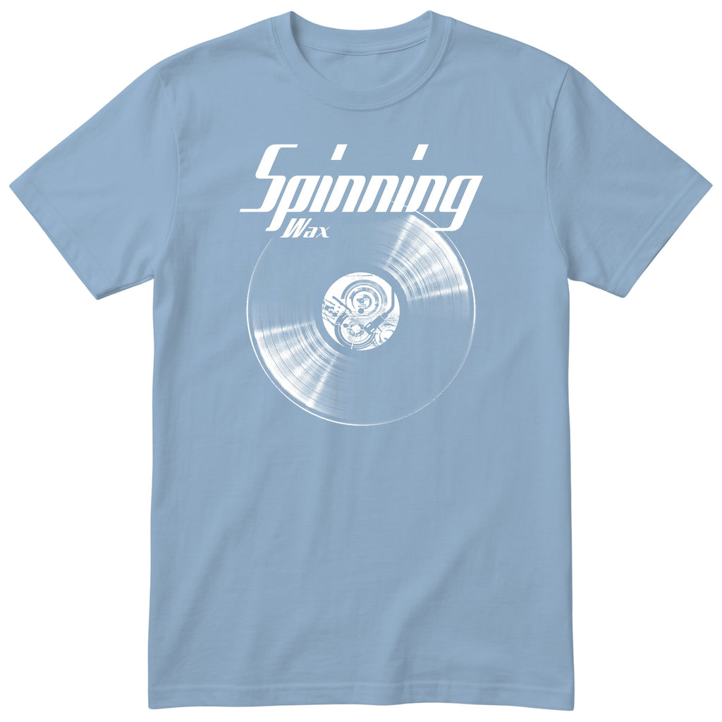 Light Blue Spinning Wax Vinyl Records t-shirt - vinyl record print, gift for vinyl DJs, GitGraf