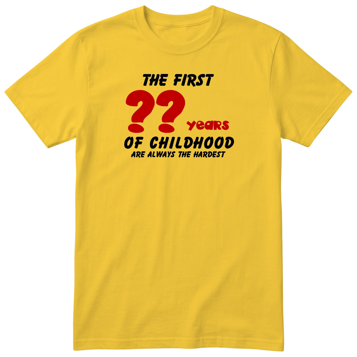 Yellow The First Years of Childhood t-shirt - personalised birthday gift, any age