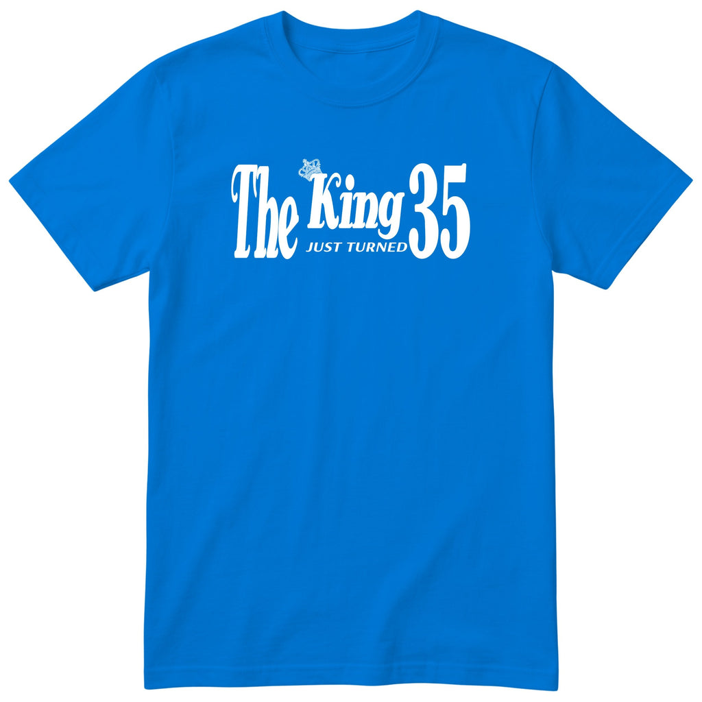 The King Just Turned 35 t-shirt - 35th birthday gift for him with a crown