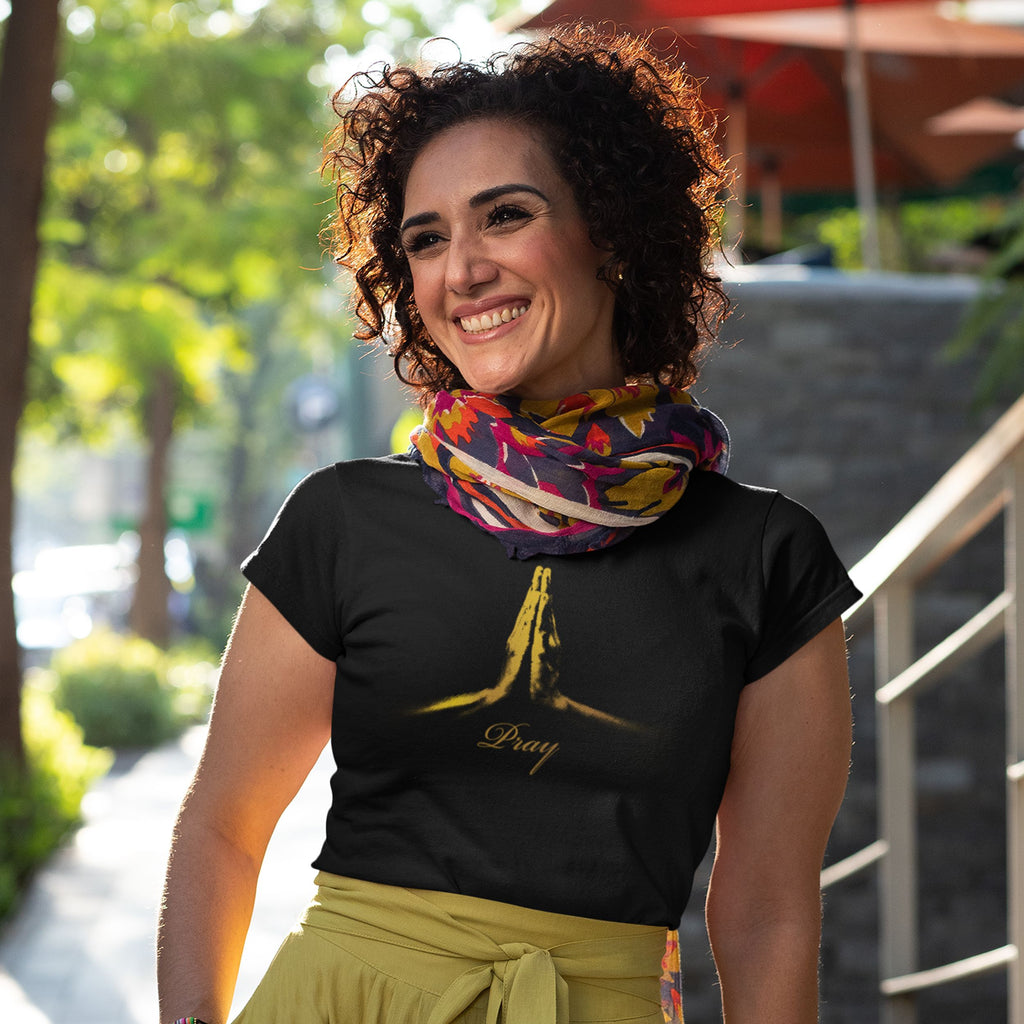 Pray T-Shirt - Christian Faith Tee with Praying Hands - lifestyle photo 8 of 9