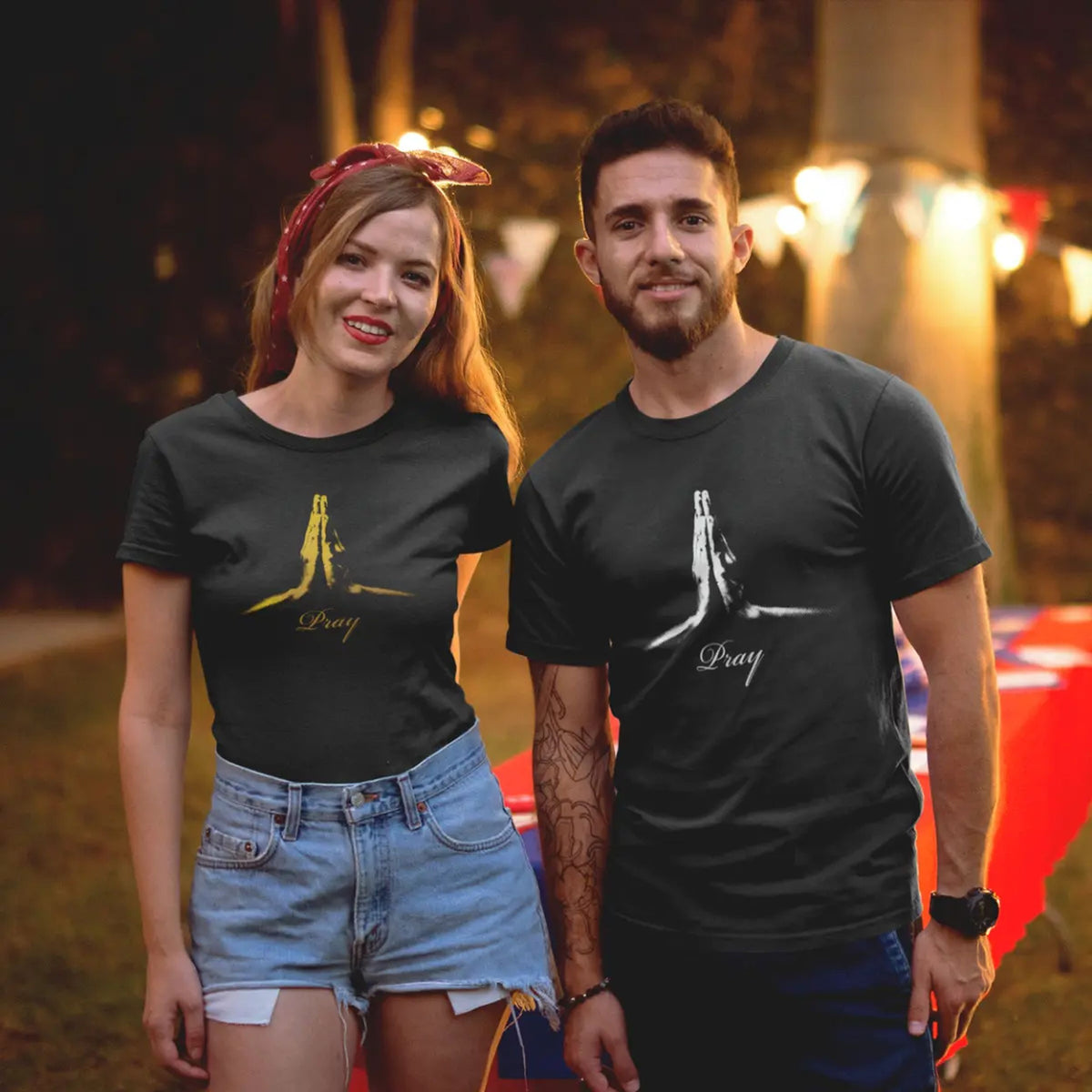 Pray T-Shirt - Christian Faith Tee with Praying Hands - lifestyle photo 9 of 9