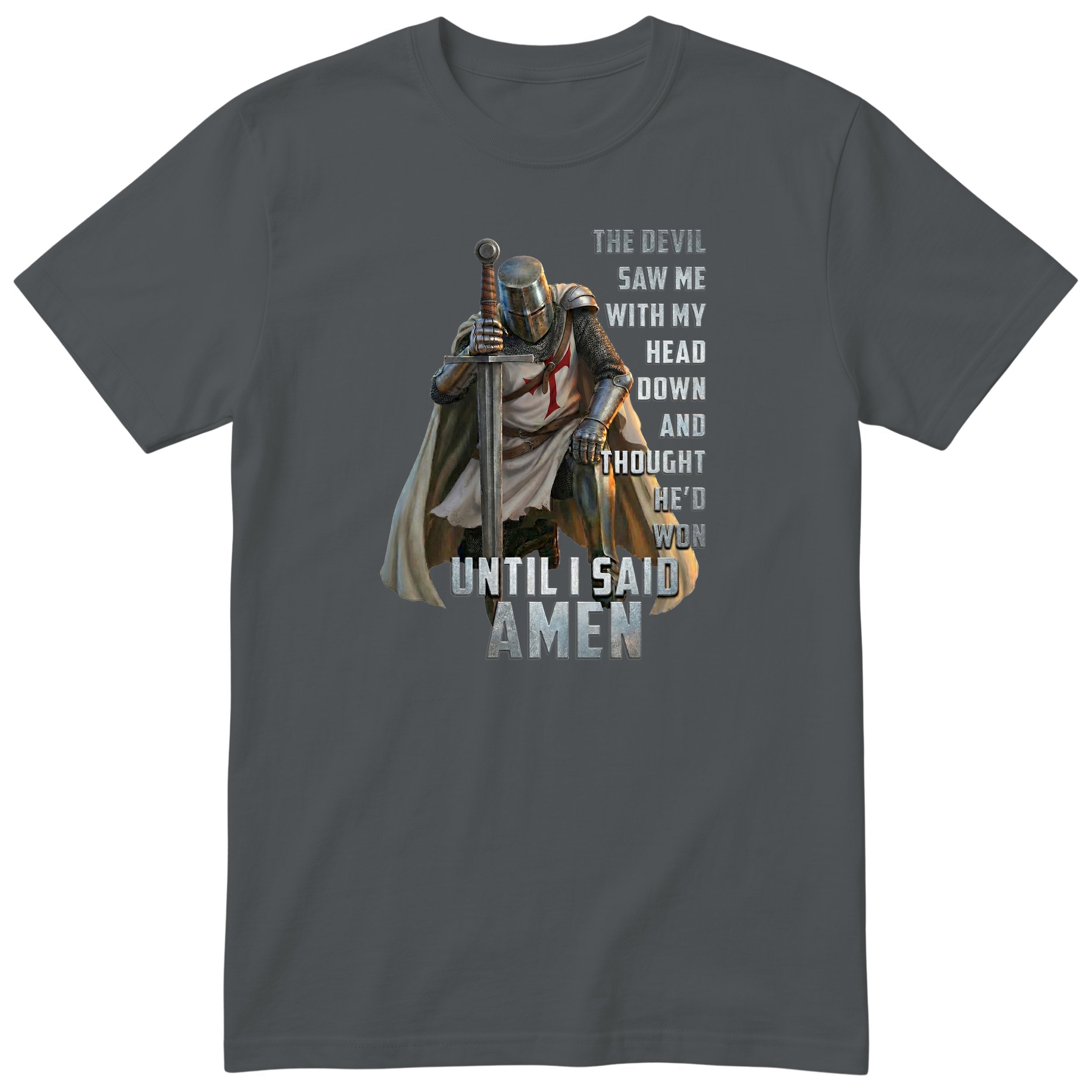 Charcoal Templar Said Amen t-shirt - Christian faith knight print, GitGraf