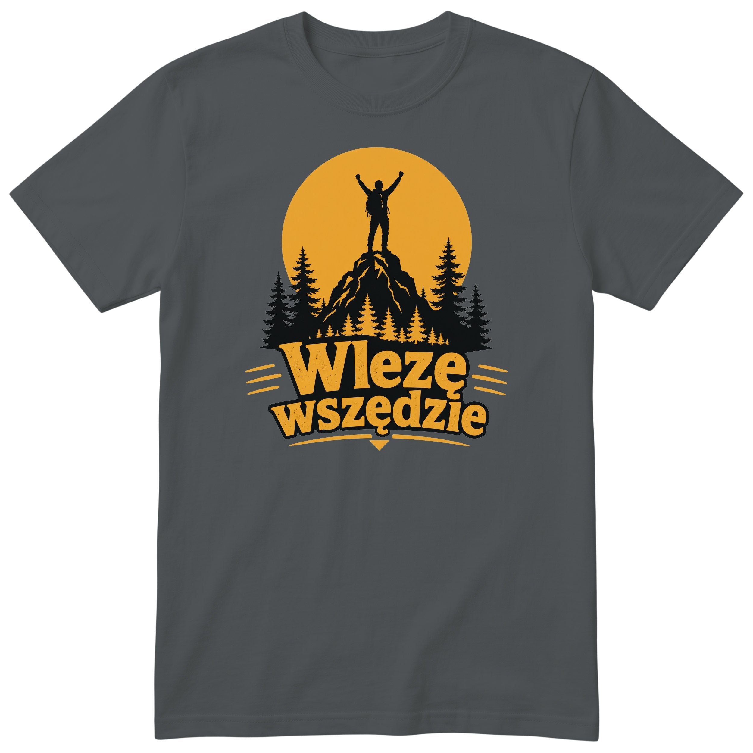 Koszulka "Wlezę Wszędzie" - grafitowy t-shirt górski dla turysty