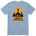 Koszulka "Wlezę Wszędzie" - błękitny t-shirt z nadrukiem górskim PL