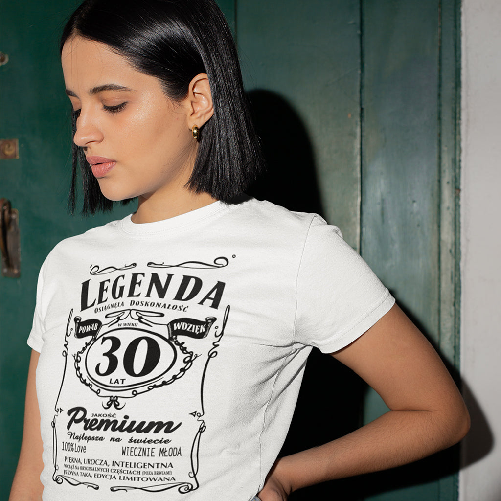 30 Urodziny DAMSKA - Legenda. Koszulka urodzinowa na 30 Lat dla kobiet inspirowana Jack Daniels