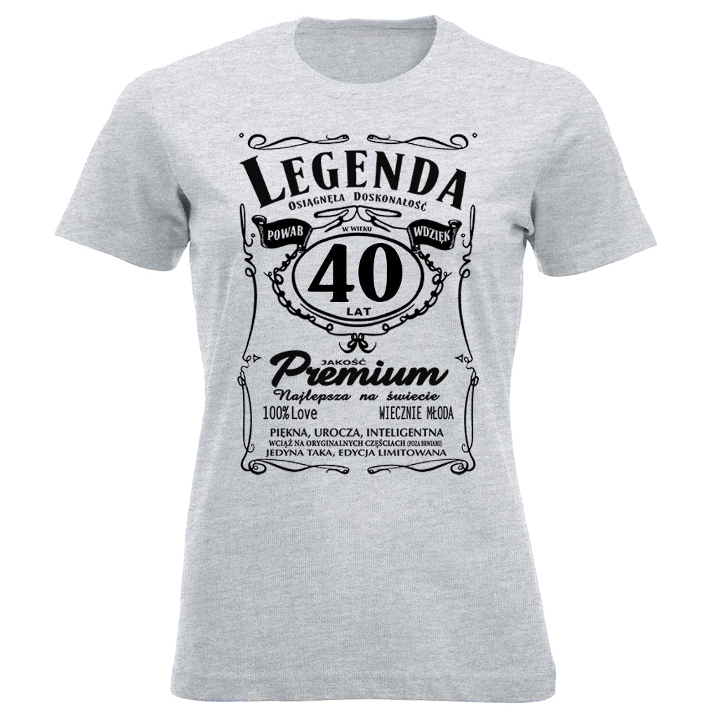 40 Urodziny DAMSKA - Legenda. Koszulka urodzinowa na 40 Lat dla kobiet inspirowana Jack Daniels
