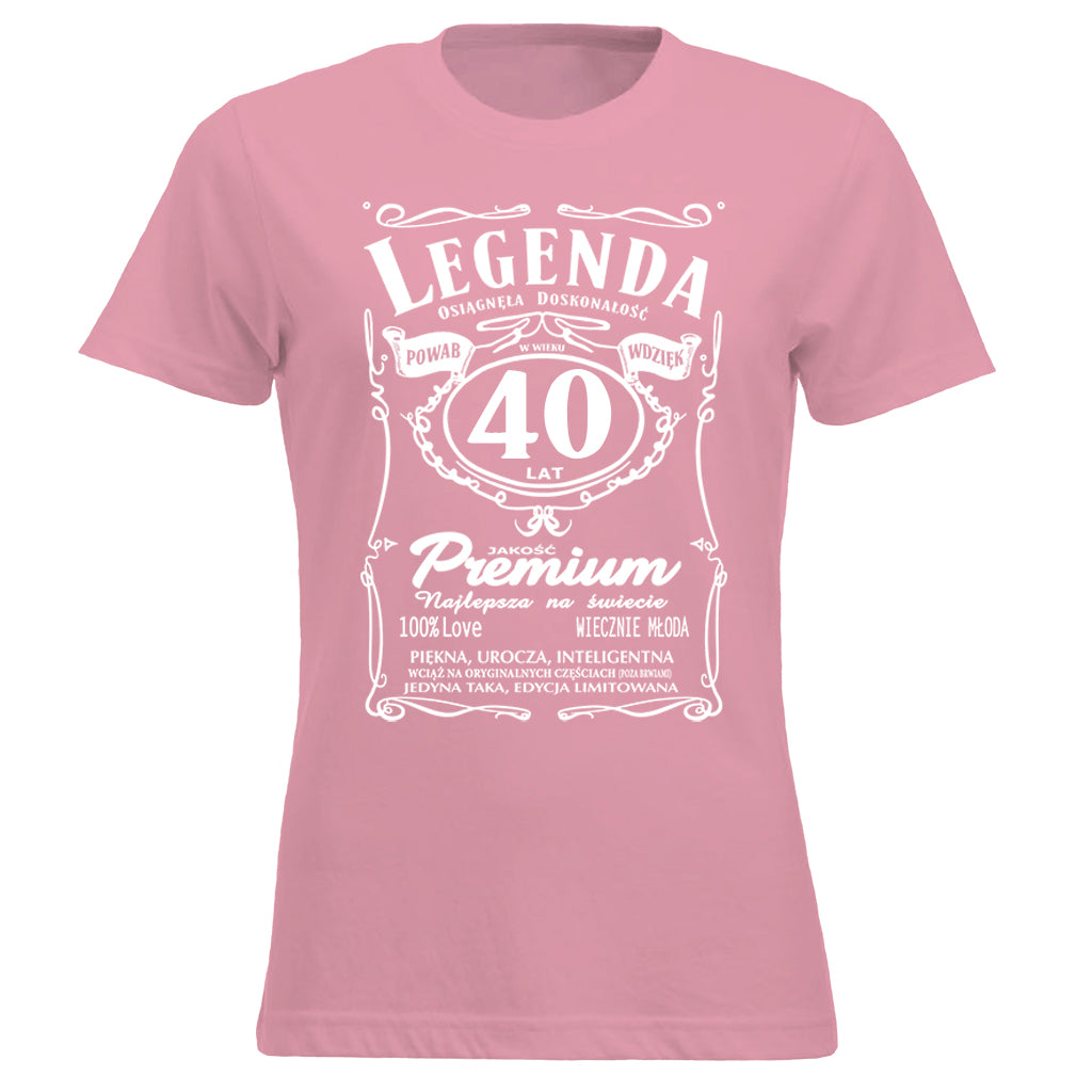 40 Urodziny DAMSKA - Legenda. Koszulka urodzinowa na 40 Lat dla kobiet inspirowana Jack Daniels