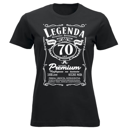70 Urodziny DAMSKA - Legenda. Koszulka urodzinowa na 70 Lat dla kobiet inspirowana Jack Daniels