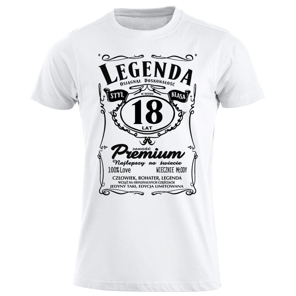 18 Urodziny - Legenda. Koszulka urodzinowa na 18 Lat dla mężczyzn inspirowana Jack Daniels