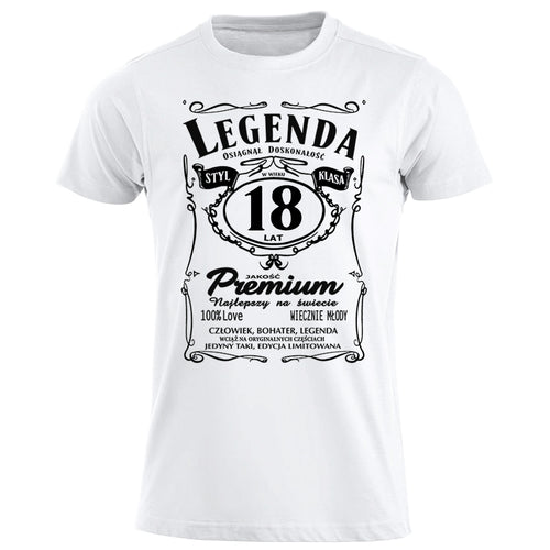18 Urodziny - Legenda. Koszulka urodzinowa na 18 Lat dla mężczyzn inspirowana Jack Daniels