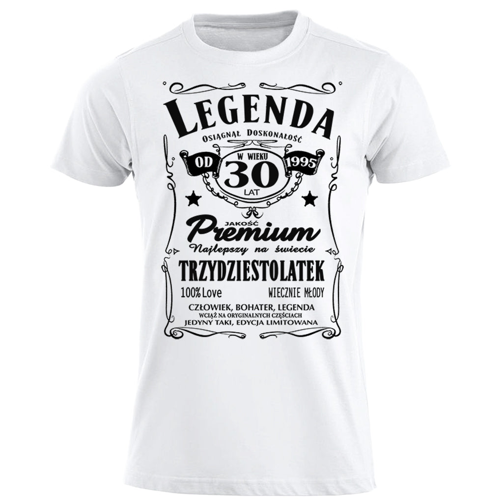 1995 - 30 Urodziny - Legenda. Koszulka urodzinowa na 30 Lat dla mężczyzn inspirowana Jack Daniels