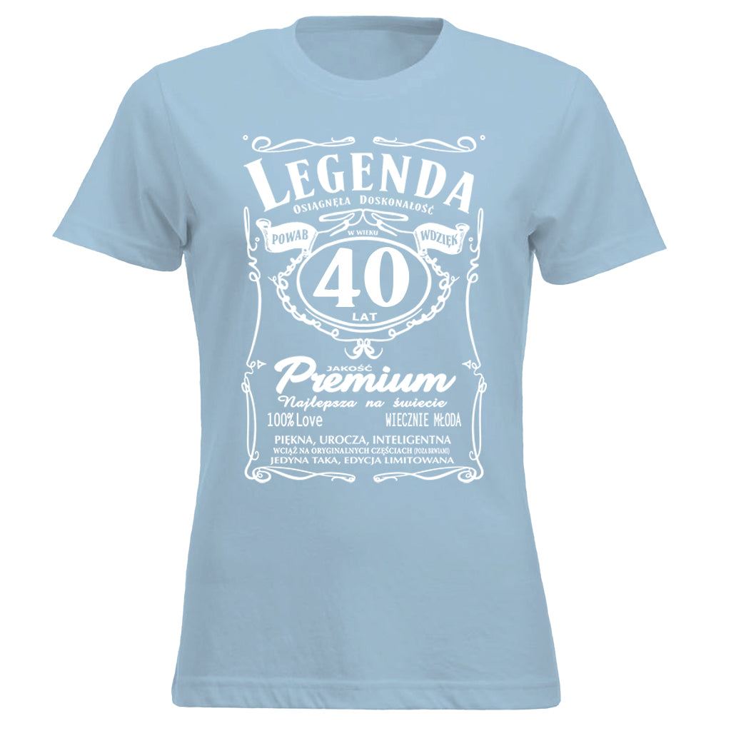 40 Urodziny DAMSKA - Legenda. Koszulka urodzinowa na 40 Lat dla kobiet inspirowana Jack Daniels