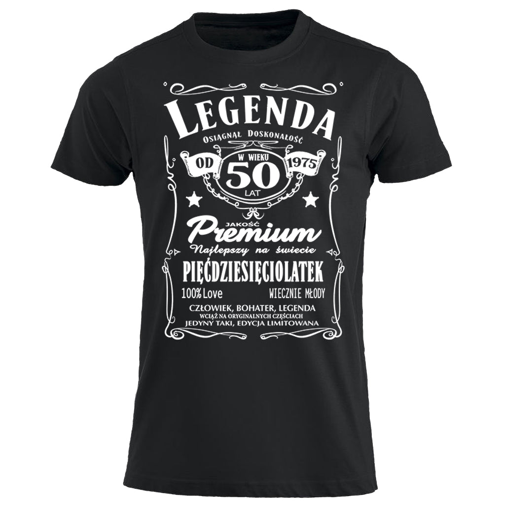 1975 - 50 Urodziny - Legenda. Koszulka urodzinowa na 50 Lat dla mężczyzn inspirowana Jack Daniels